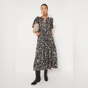 Hyacinth House Black & Tan Floral Cisco Maxi Dress Size Medium